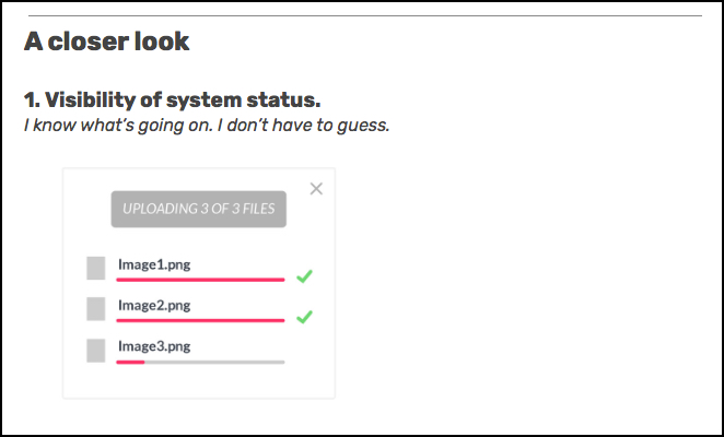 Example of the heuristic show system status