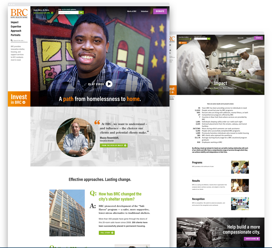 Image of the redesigned BRC home page and interior page